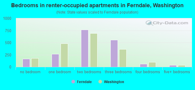 Bedrooms in renter-occupied apartments in Ferndale, Washington