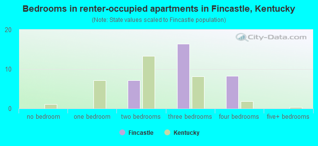 Bedrooms in renter-occupied apartments in Fincastle, Kentucky