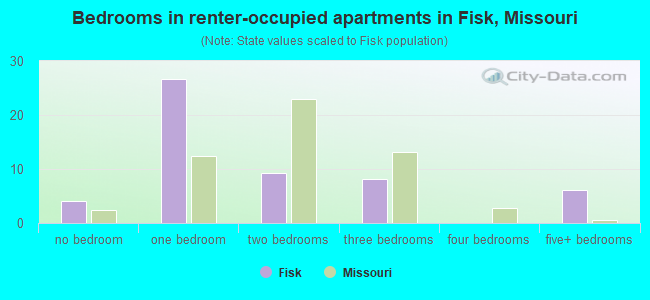 Bedrooms in renter-occupied apartments in Fisk, Missouri