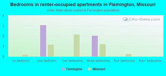 Bedrooms in renter-occupied apartments in Flemington, Missouri