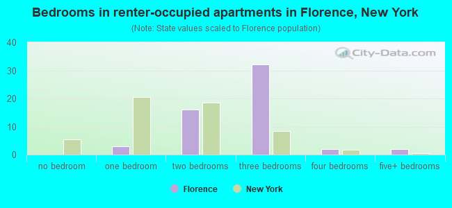 Bedrooms in renter-occupied apartments in Florence, New York