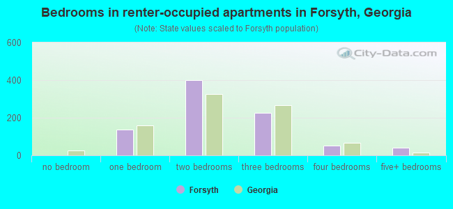 Bedrooms in renter-occupied apartments in Forsyth, Georgia