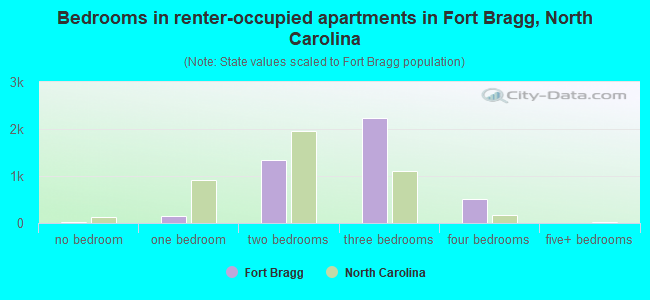 Bedrooms in renter-occupied apartments in Fort Bragg, North Carolina