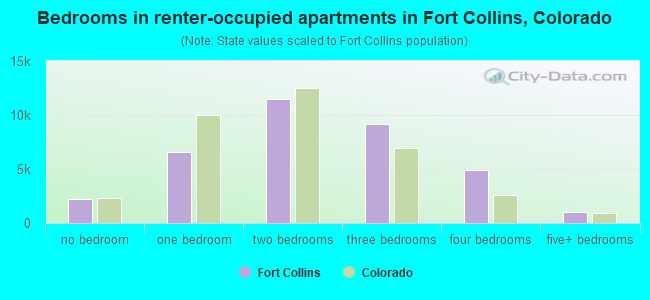 Bedrooms in renter-occupied apartments in Fort Collins, Colorado