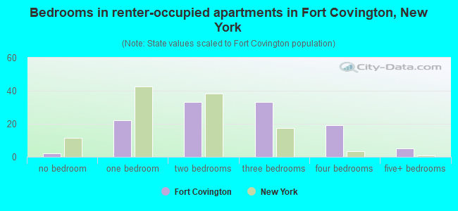 Bedrooms in renter-occupied apartments in Fort Covington, New York
