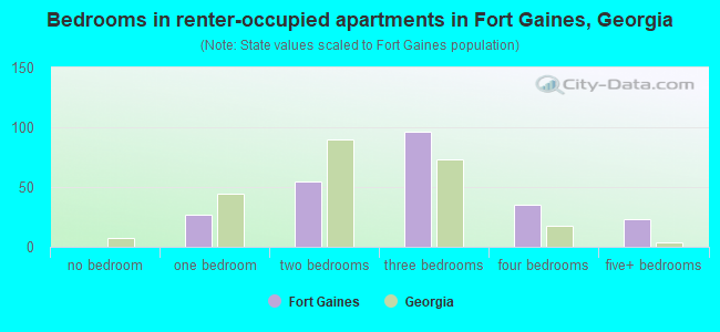 Bedrooms in renter-occupied apartments in Fort Gaines, Georgia