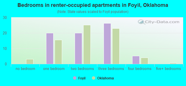 Bedrooms in renter-occupied apartments in Foyil, Oklahoma