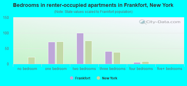 Bedrooms in renter-occupied apartments in Frankfort, New York