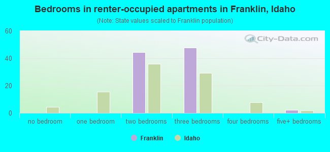 Bedrooms in renter-occupied apartments in Franklin, Idaho