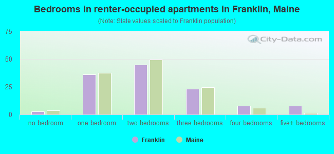 Bedrooms in renter-occupied apartments in Franklin, Maine