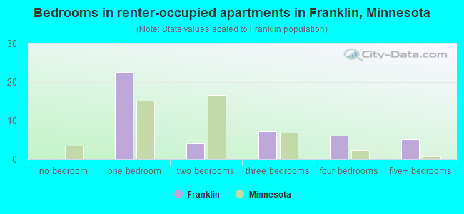 Bedrooms in renter-occupied apartments in Franklin, Minnesota