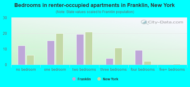 Bedrooms in renter-occupied apartments in Franklin, New York