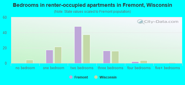 Bedrooms in renter-occupied apartments in Fremont, Wisconsin