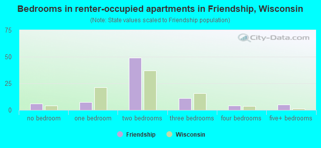 Bedrooms in renter-occupied apartments in Friendship, Wisconsin