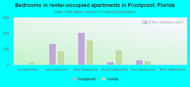 Bedrooms in renter-occupied apartments in Frostproof, Florida