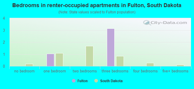 Bedrooms in renter-occupied apartments in Fulton, South Dakota
