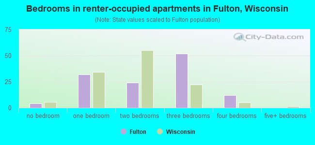 Bedrooms in renter-occupied apartments in Fulton, Wisconsin