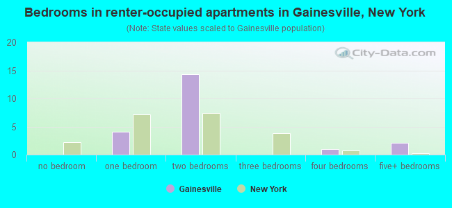 Bedrooms in renter-occupied apartments in Gainesville, New York