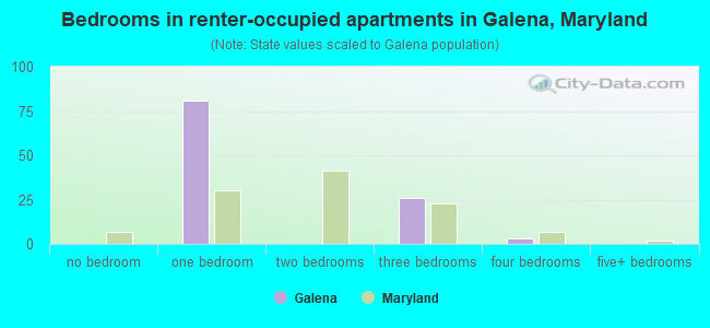 Bedrooms in renter-occupied apartments in Galena, Maryland