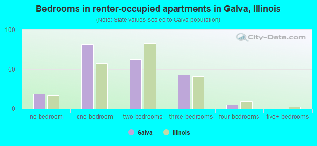 Bedrooms in renter-occupied apartments in Galva, Illinois