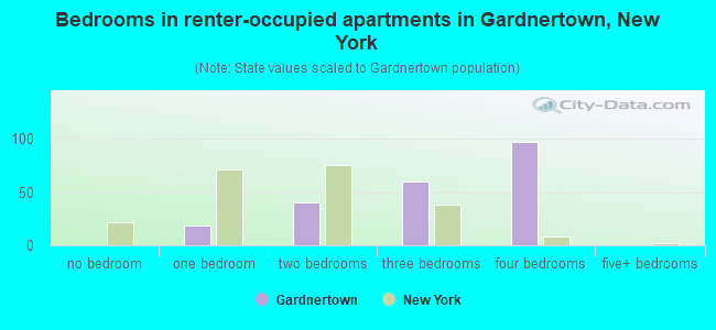 Bedrooms in renter-occupied apartments in Gardnertown, New York