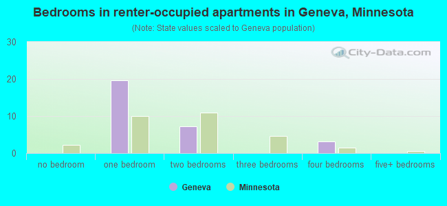 Bedrooms in renter-occupied apartments in Geneva, Minnesota