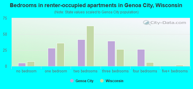 Bedrooms in renter-occupied apartments in Genoa City, Wisconsin