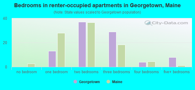 Bedrooms in renter-occupied apartments in Georgetown, Maine