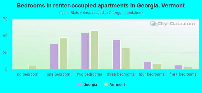 Bedrooms in renter-occupied apartments in Georgia, Vermont