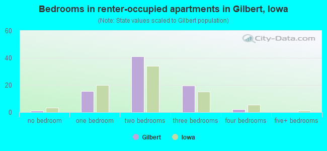 Bedrooms in renter-occupied apartments in Gilbert, Iowa