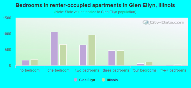 Bedrooms in renter-occupied apartments in Glen Ellyn, Illinois