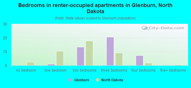Bedrooms in renter-occupied apartments in Glenburn, North Dakota