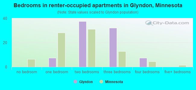 Bedrooms in renter-occupied apartments in Glyndon, Minnesota