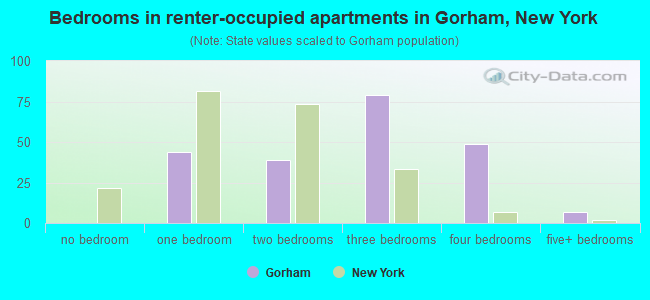 Bedrooms in renter-occupied apartments in Gorham, New York