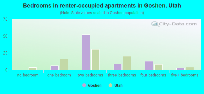 Bedrooms in renter-occupied apartments in Goshen, Utah