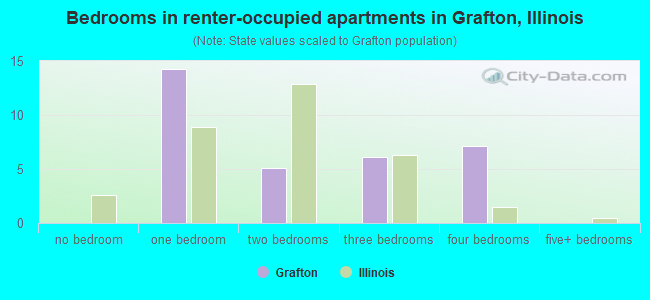 Bedrooms in renter-occupied apartments in Grafton, Illinois