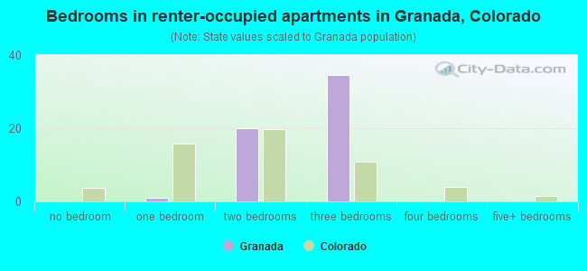 Bedrooms in renter-occupied apartments in Granada, Colorado