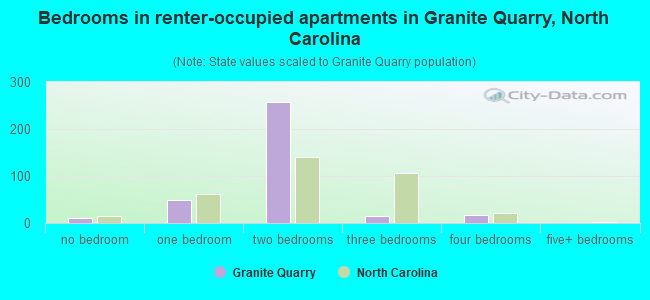 Bedrooms in renter-occupied apartments in Granite Quarry, North Carolina