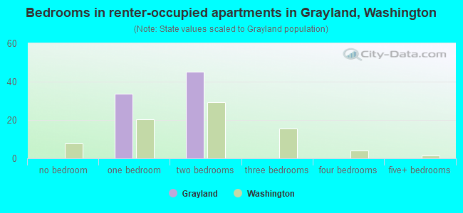 Bedrooms in renter-occupied apartments in Grayland, Washington