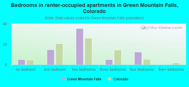Bedrooms in renter-occupied apartments in Green Mountain Falls, Colorado
