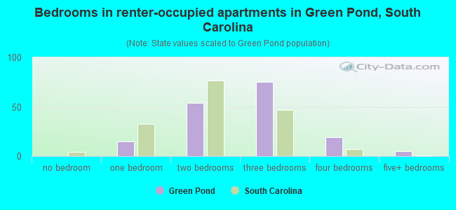 Bedrooms in renter-occupied apartments in Green Pond, South Carolina