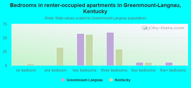 Bedrooms in renter-occupied apartments in Greenmount-Langnau, Kentucky