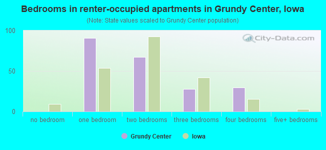 Bedrooms in renter-occupied apartments in Grundy Center, Iowa
