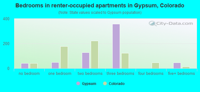 Bedrooms in renter-occupied apartments in Gypsum, Colorado