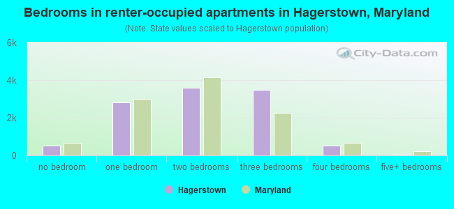 Bedrooms in renter-occupied apartments in Hagerstown, Maryland