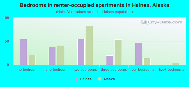 Bedrooms in renter-occupied apartments in Haines, Alaska