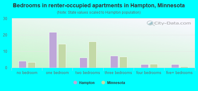 Bedrooms in renter-occupied apartments in Hampton, Minnesota