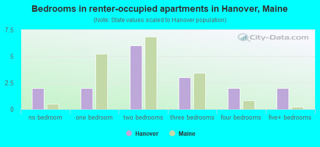 Bedrooms in renter-occupied apartments in Hanover, Maine