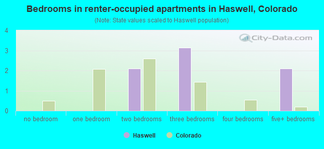 Bedrooms in renter-occupied apartments in Haswell, Colorado