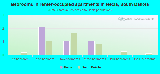 Bedrooms in renter-occupied apartments in Hecla, South Dakota